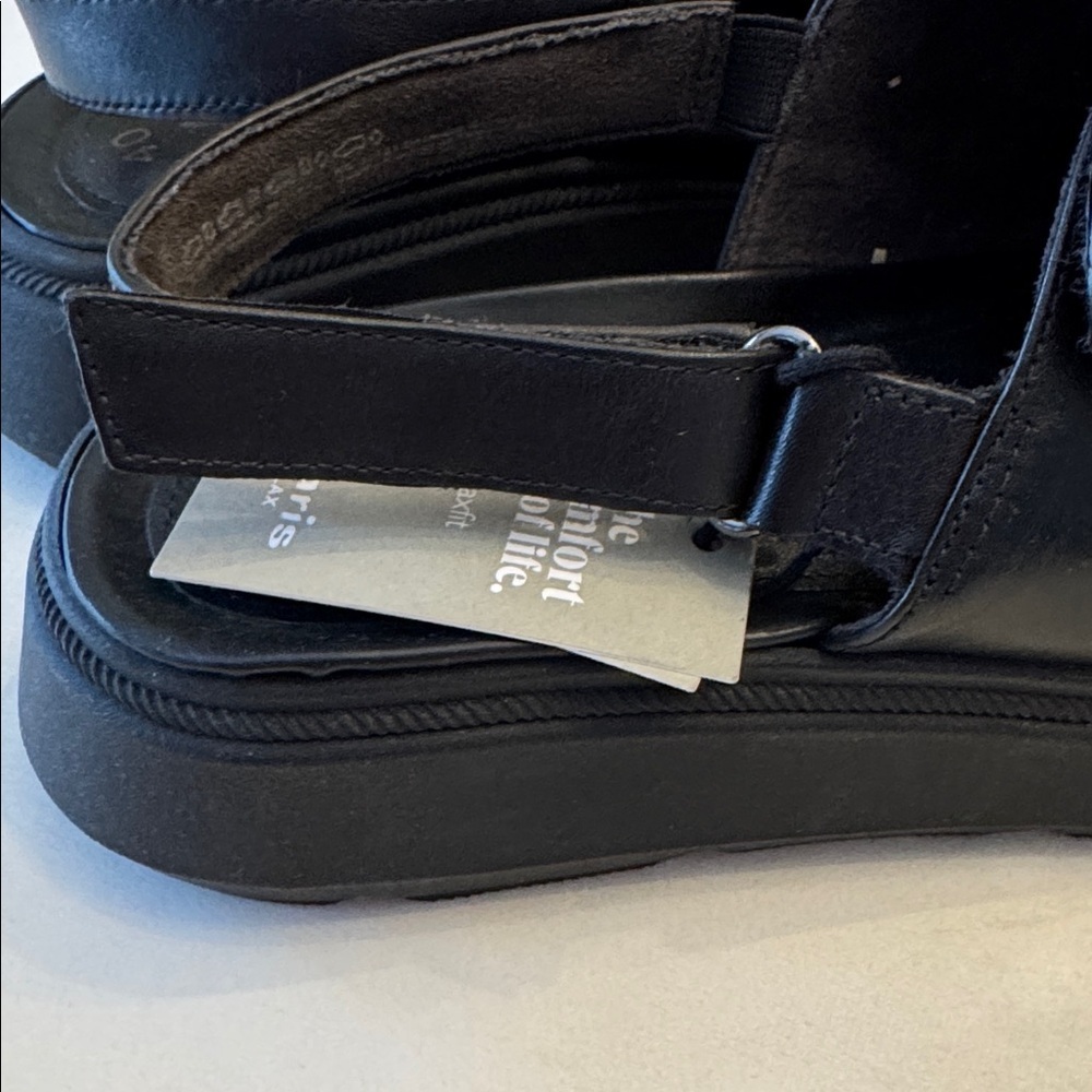 New with tags and box! Tamaris Black Slingback Sandals, leather sz 40 - Picture 4 of 9